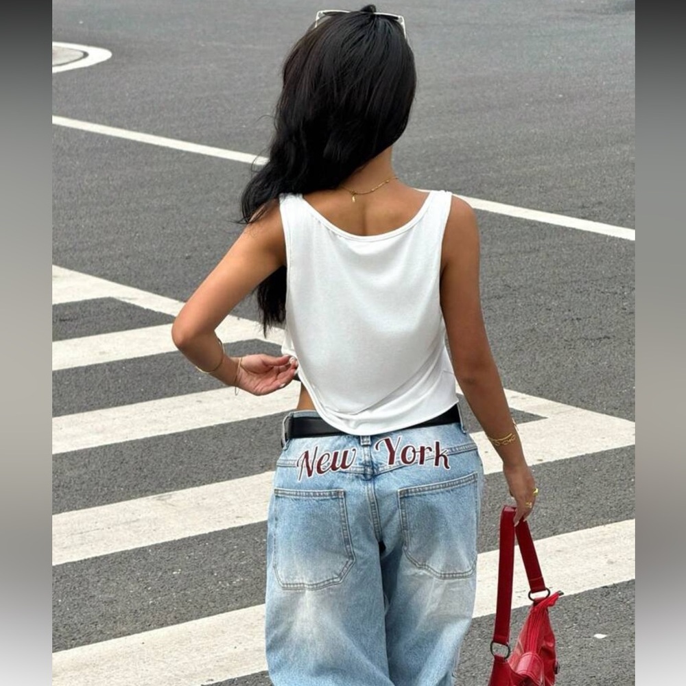 American Flag White Tank Top Crop Raw Hem Stripes Stars United States - Picture 16 of 16